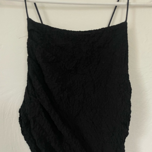 NWT Zara Black Body Con Mini Dress high neckline open back, textured Dress Sz XS - Picture 6 of 6